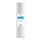A cylindrical white 5-micron polypropylene cartridge with a blue accent and Brio label, named “Whole House 20" Sediment Filter,” fits universally in 4.5"x20" housings and stands upright on a white background.