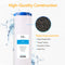 A Whole House 20" GAC Filter is pictured, featuring a close-up of its premium granular activated carbon media and durable casing. Water splash effects emphasize its strong build and high flow for superior filtration.