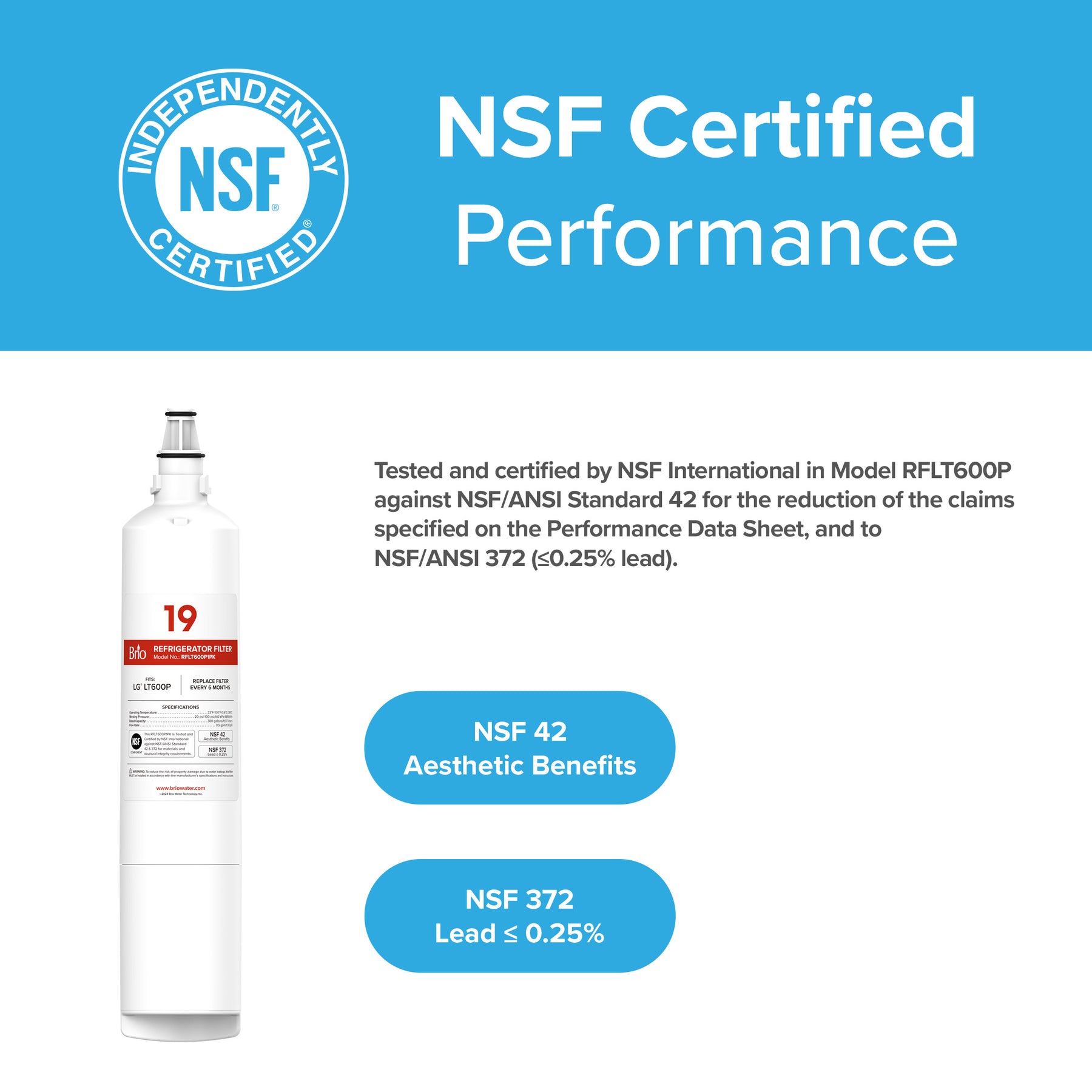 Brio LT600P Refrigerator Filter – LG® LT600P, Kenmore® 9990