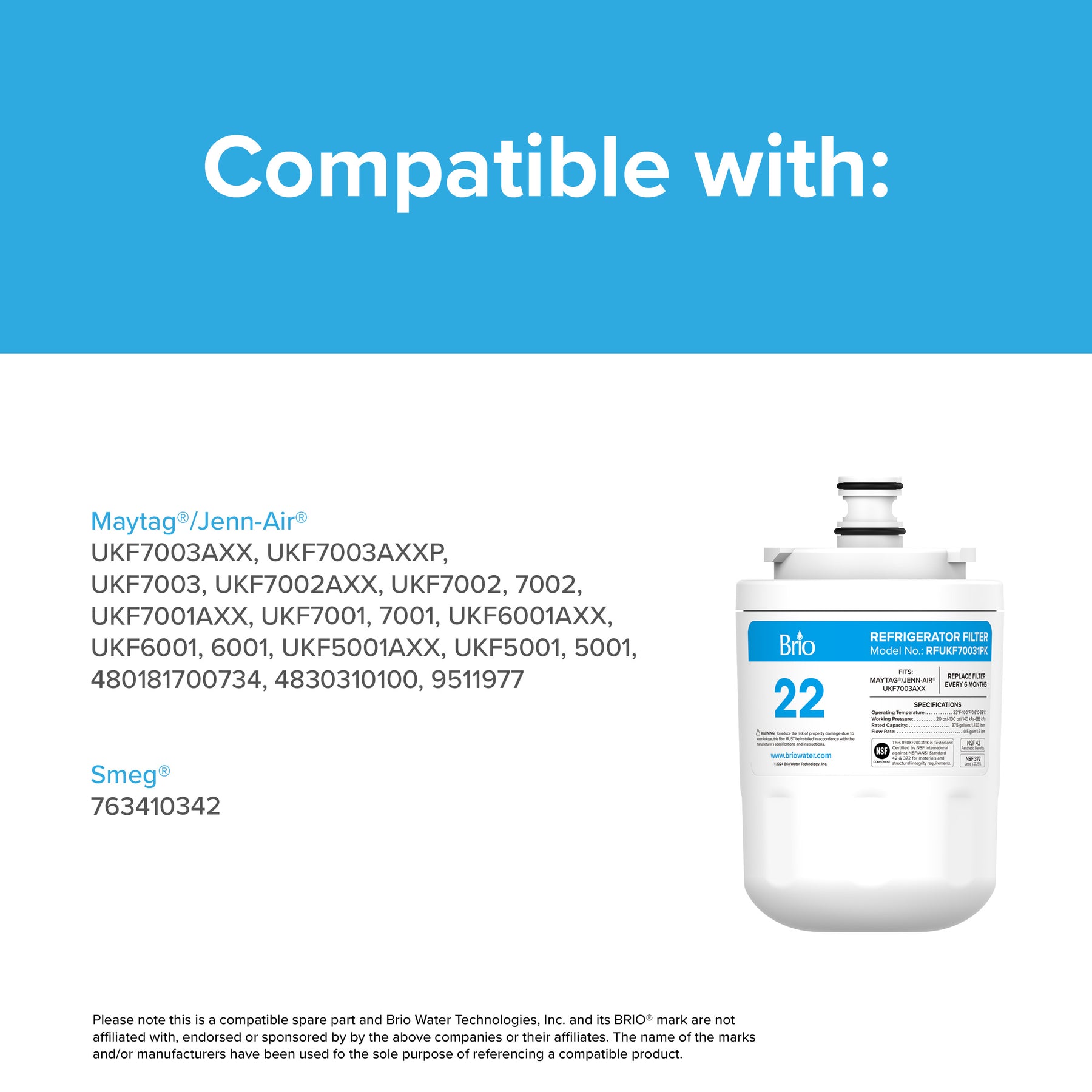 Brio UKF7003 Refrigerator Filter – Maytag® UKF7003