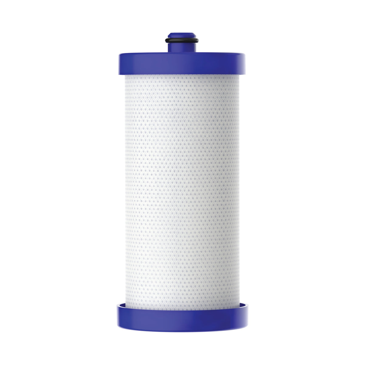 The WF1CB Refrigerator Filter—compatible with Frigidaire PureSource WF1CB, WFCB, NGRG2000, WF284, and Kenmore 9910—is shown with blue end caps and a white perforated body against a white background.
