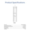 A white cylindrical SIMPL PAC Sediment Filter - TROM600STD, TROM800STD is shown above a table listing specs such as pressure, temperature, capacity, TDS, pH range, and VOC removal under the heading "Product Specifications.