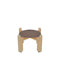 A compact, round wooden stand with four sturdy legs and a dark brown finish, crafted from solid wood, designed as the Crock Water Dispenser Wood Stand 8″ in assorted colors, and presented on a plain white background.