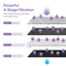 Diagram illustrating the 4-stage water filtration process of the Tankless RO Under Sink Filtration System 1000GPD - AQUUS Series: sediment filter, carbon fiber, reverse osmosis (RO Water Filter), and carbon block. Each stage of this tankless RO system targets specific contaminants, shown with icons representing the particles removed at each step.