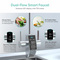 The AQUUS Series Tankless RO Undersink Filtration System 800GPD features a dual-handle smart faucet with an LED TDS meter, filter life indicator, and labels for RO-purified drinking water and filtered water for veggies.