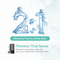 Large "2:1" made of splashing water, captioned "Efficient 2:1 Pure-to-Waste Ratio." Below, the AQUUS Series Tankless RO Undersink Filtration System 800GPD: Filtration That Saves—produces 2 cups pure water for every cup of wastewater.