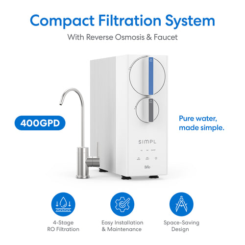 Brio SIMPL Tankless RO Undersink Filtration System 400GPD