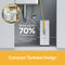 The Tankless Reverse Osmosis Under Sink Filtration System 600GPD - SIMPL Series features a compact tankless design that saves up to 70% of undersink space compared to traditional tank systems, as shown in the inset image. With advanced 600 GPD filtration, this under sink water filter provides powerful performance in a sleek, space-saving form factor.