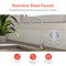 The Tankless Reverse Osmosis Under Sink Filtration System 800GPD - SIMPL Series features a lead-free, single-lever, brushed nickel 304 stainless steel faucet on the kitchen countertop, beside a green plant and white hexagon tile backsplash.