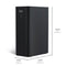 The Ultrafiltration Under Sink Filtration System - Amphora Series is shown in black, rectangular form with dimensions: 14" (35.56 cm) high, 5.25" (13.34 cm) wide, and 9.625" (25.45 cm) deep; two indicator lights are on the front.