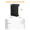 The Brio 1000 Quick Change Reverse Osmosis System, shown in black with four filter cartridges, is featured. The text displays product specifications such as dimensions (17.7W x 10.2D x 26.6H), a capacity of 1000 GPD, and additional technical details in a chart below the image. This commercial water filtration system offers quick-change filters for easy maintenance and dependable performance.