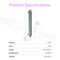 Product specifications sheet for the UV-C Ultraviolet Light - 6 GPM whole house disinfection system: 23.2" L x 2.5" W, 6 GPM flow, 25W power, 110V, 1/2 MNPT port, and an 8,000-hour lamp life for chemical-free water treatment.