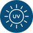 blue circular icons with UV graphic representing the product has UV self cleaning function.