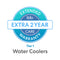 A circular blue badge displays "2-Year Extended Warranty - Water Coolers" in the center. Below, "Tier 1" appears in gray, highlighting premium warranty protection for water coolers.