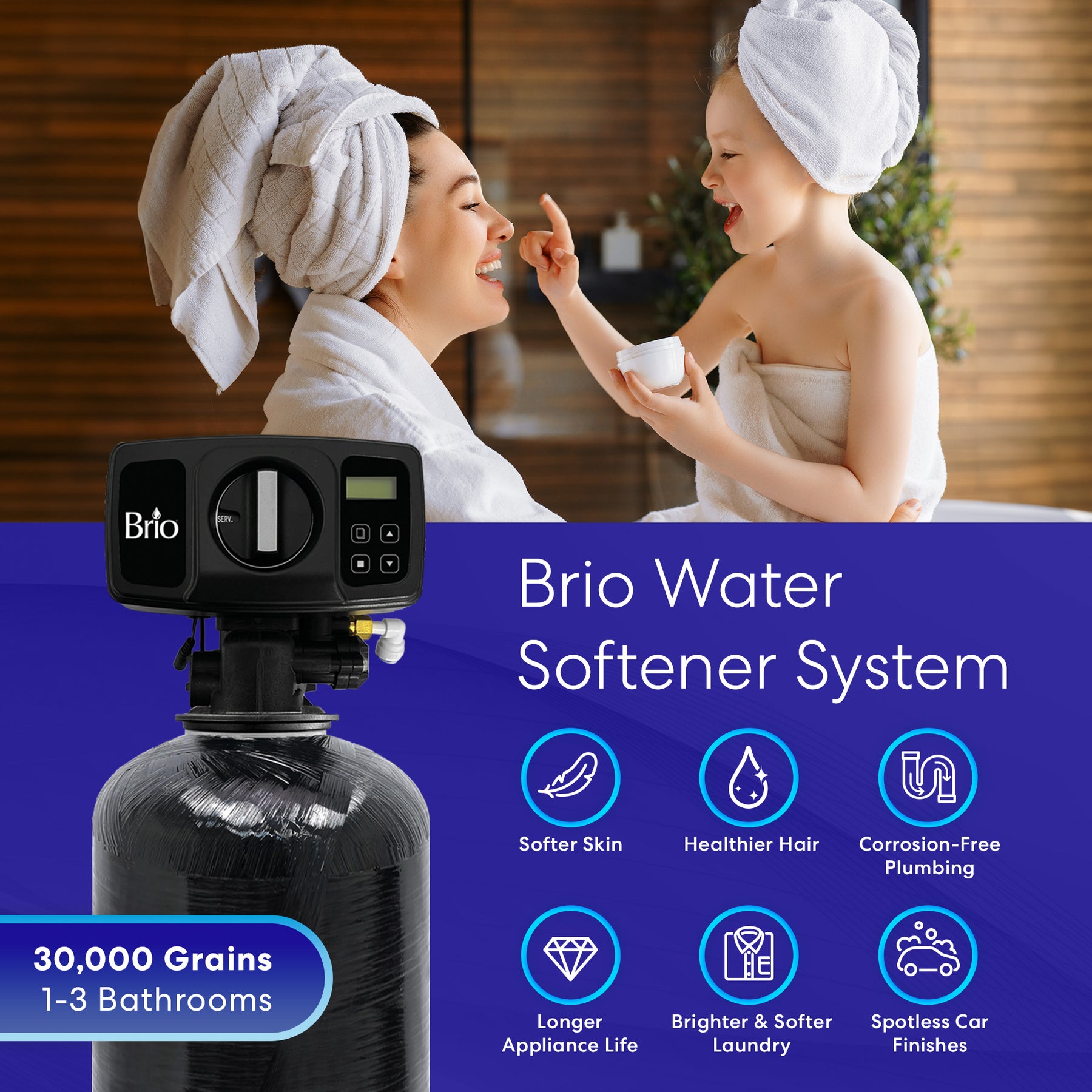 [Avex] Brio Whole House Water Softener System – 30,000 Grains