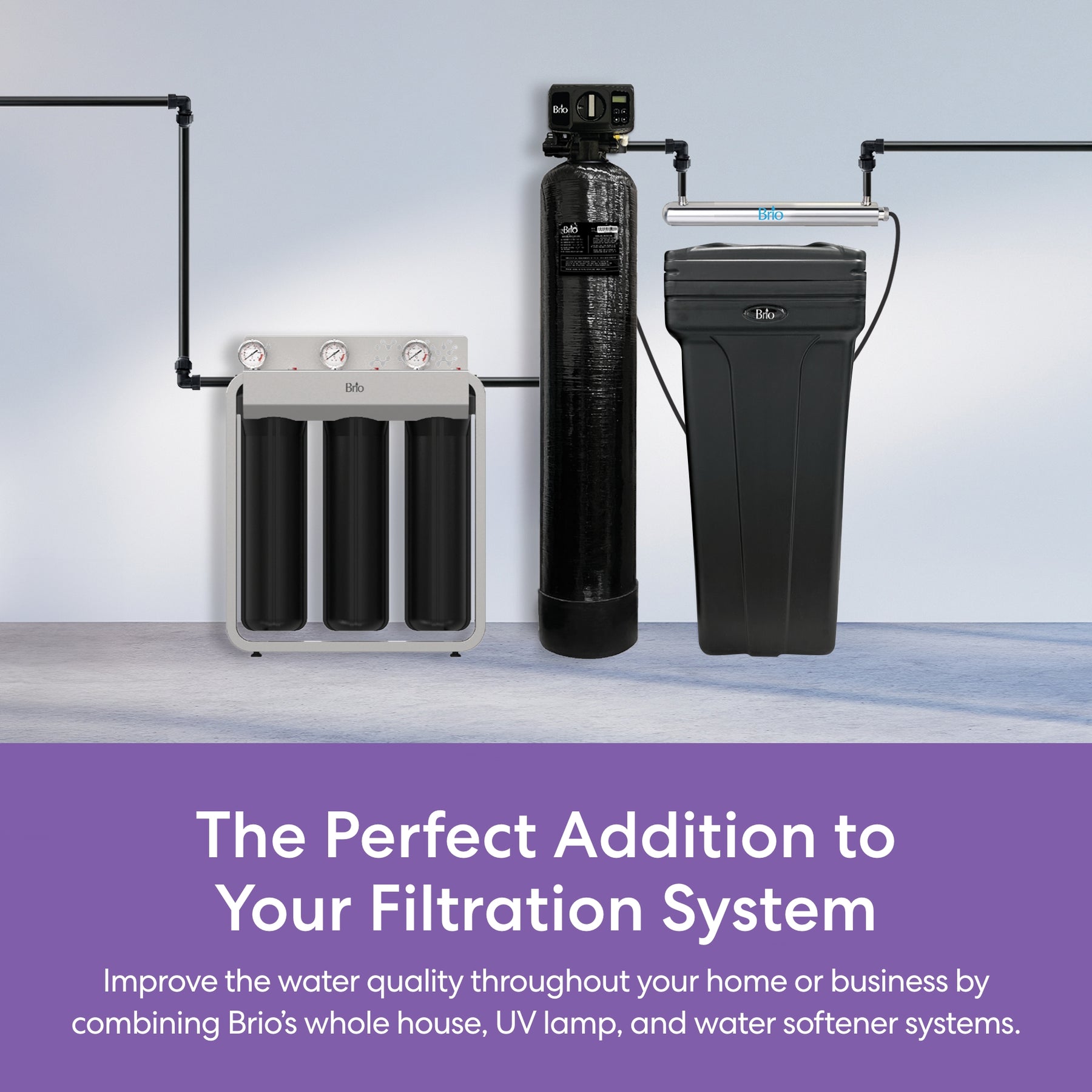 Brio Whole House Water Softener System - 3-4 Bathrooms - 48,000 Grain