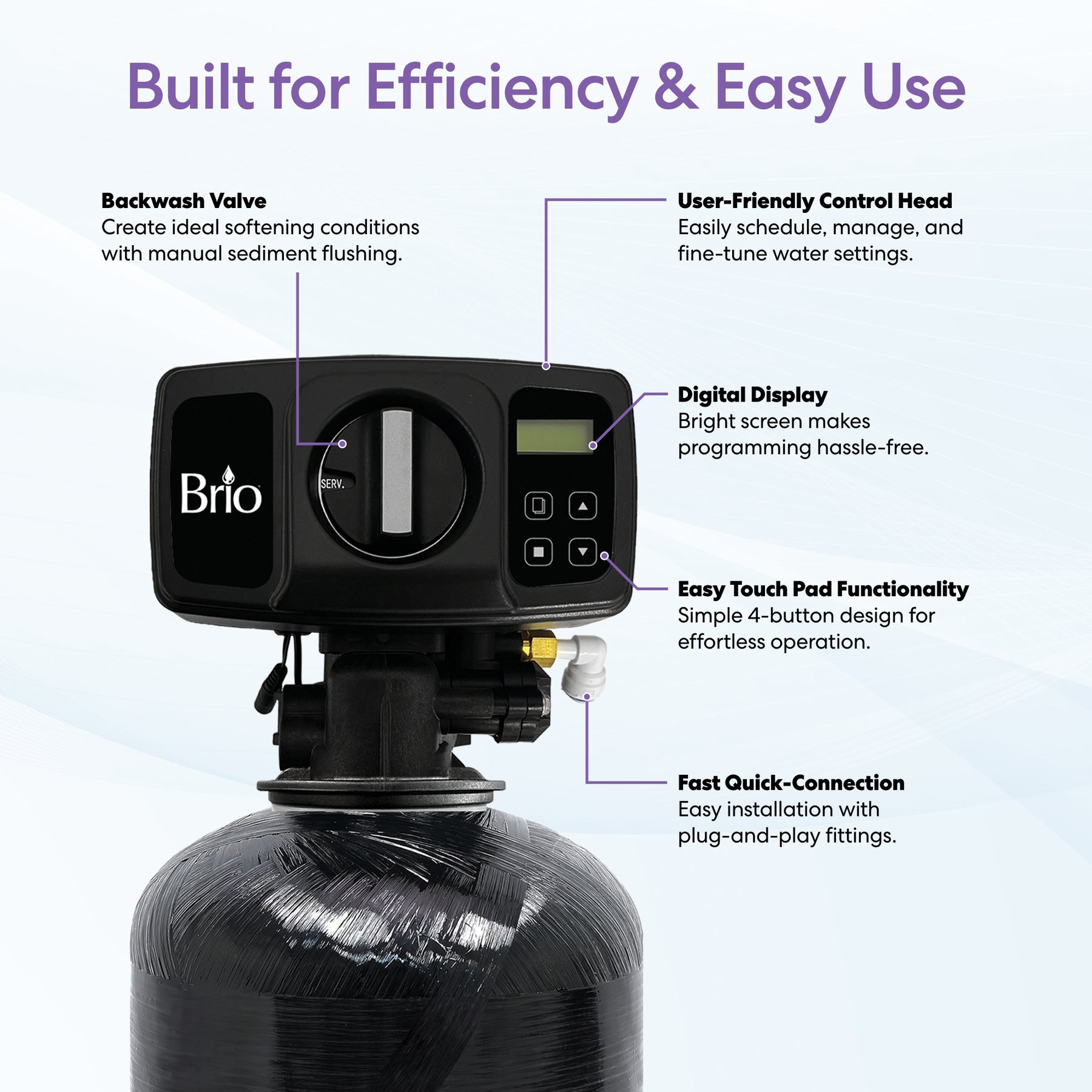 Brio Whole House Water Softener System - 3-4 Bathrooms - 48,000 Grain