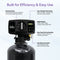 The Whole House Water Softener System - 3-4 Bathrooms - 48,000 Grain features a digital display, user-friendly touch pad controls, labeled backwash valve, and fast quick-connect for easy use.