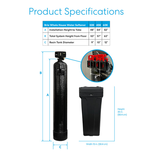 Whole House Water Softener System - 45,000 Grains - 10" x 54"