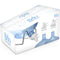 Box of Metal-Plated Water Bottle Stand featuring a blue water jug, eco-friendly metal stand, spigot use instructions for various 5-gallon bottles, and visible Brio logo with water droplet graphics.
