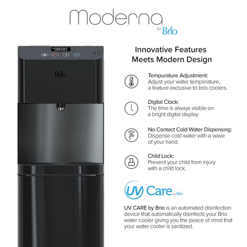 Brio Moderna Touchless 3-Stage Bottleless Water Cooler Black Stainless