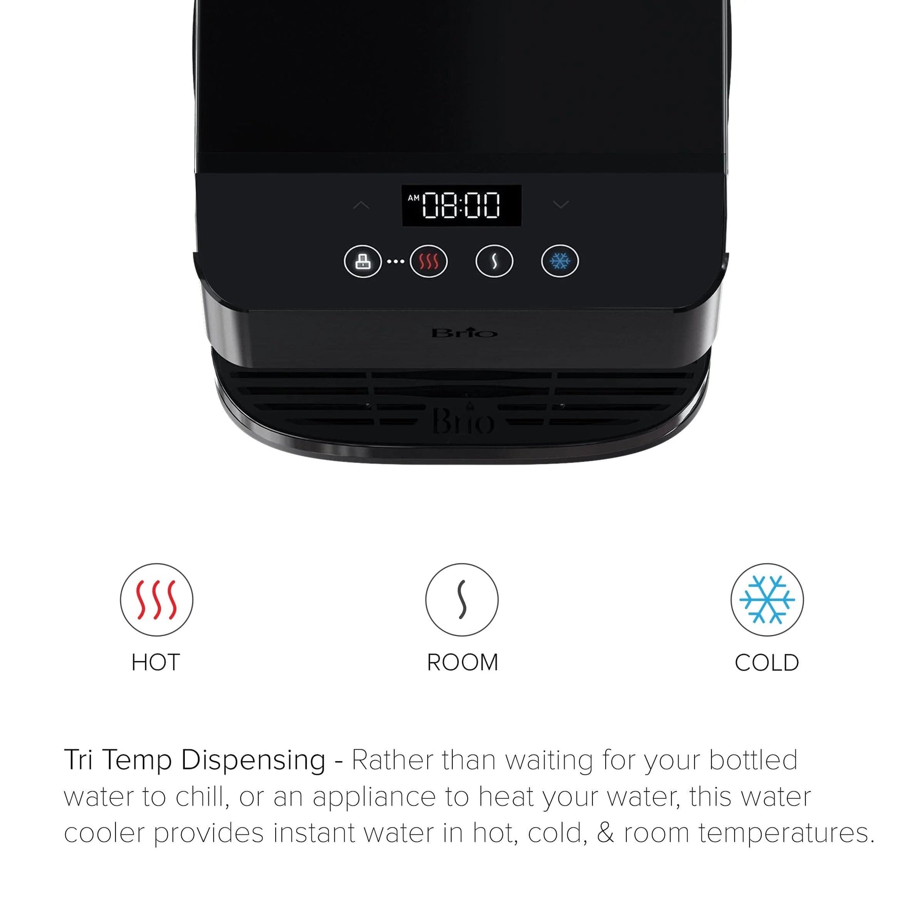 Enfriador de agua para encimera sin botella de 3 etapas Brio Moderna, acero inoxidable negro 