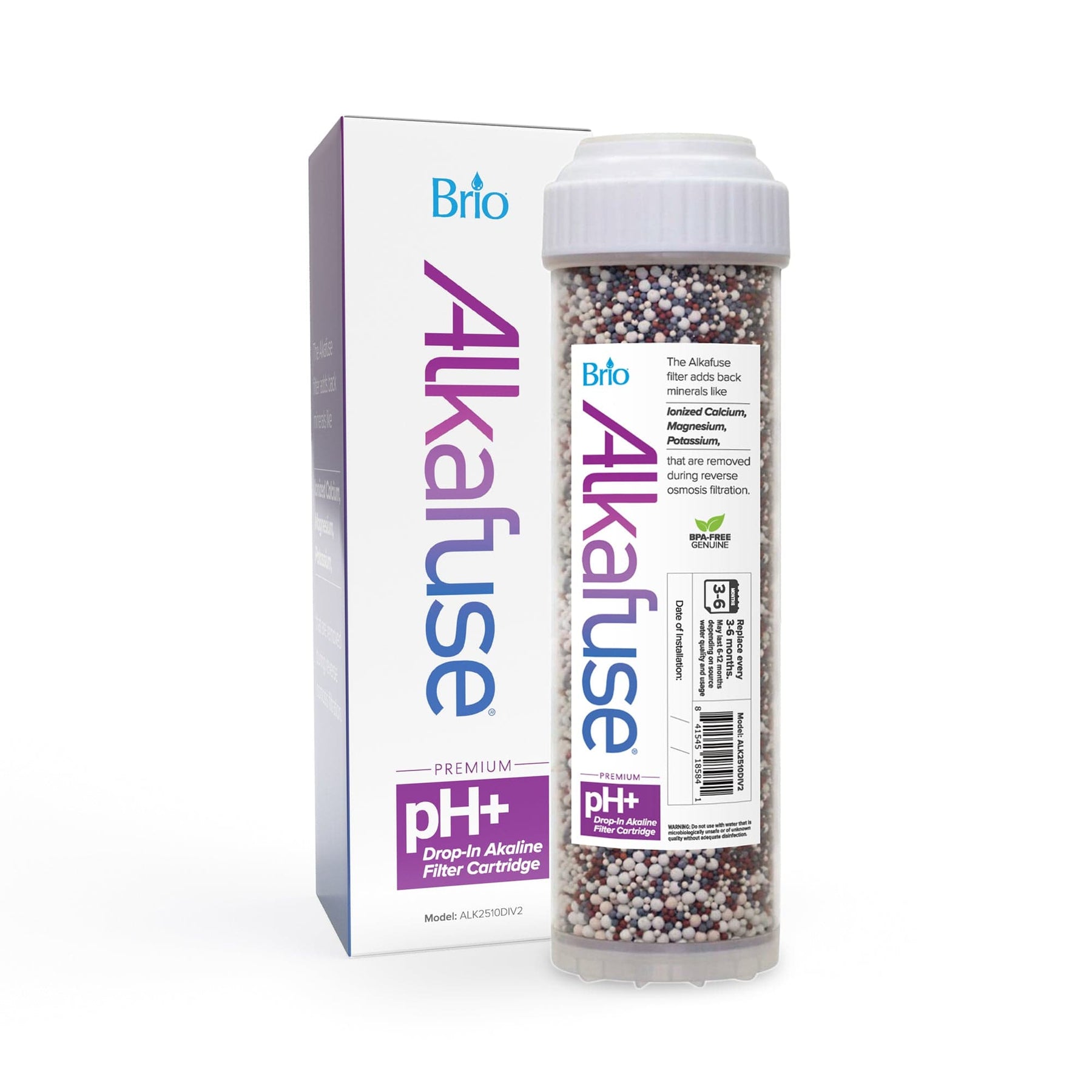 Brio Alkafuse Drop-In Alkaline Filter, 20,000 L, 2.5” x 10”