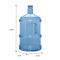 The 3-Gallon Polycarbonate Water Bottle w/ Screw Cap is clear blue with a white cap, measures 19.75"H x 8.75"W, and features ridges plus a built-in handle for easy carrying.