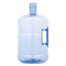 A 5-gallon blue water bottle with a built-in handle and a crown top cap, designed for easy carrying.