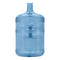 The 5-Gallon Polycarbonate Crown Top Water Bottle, a large transparent blue jug, is perfect for chemical-free water storage on water dispensers or camping, and stands upright on a white background.
