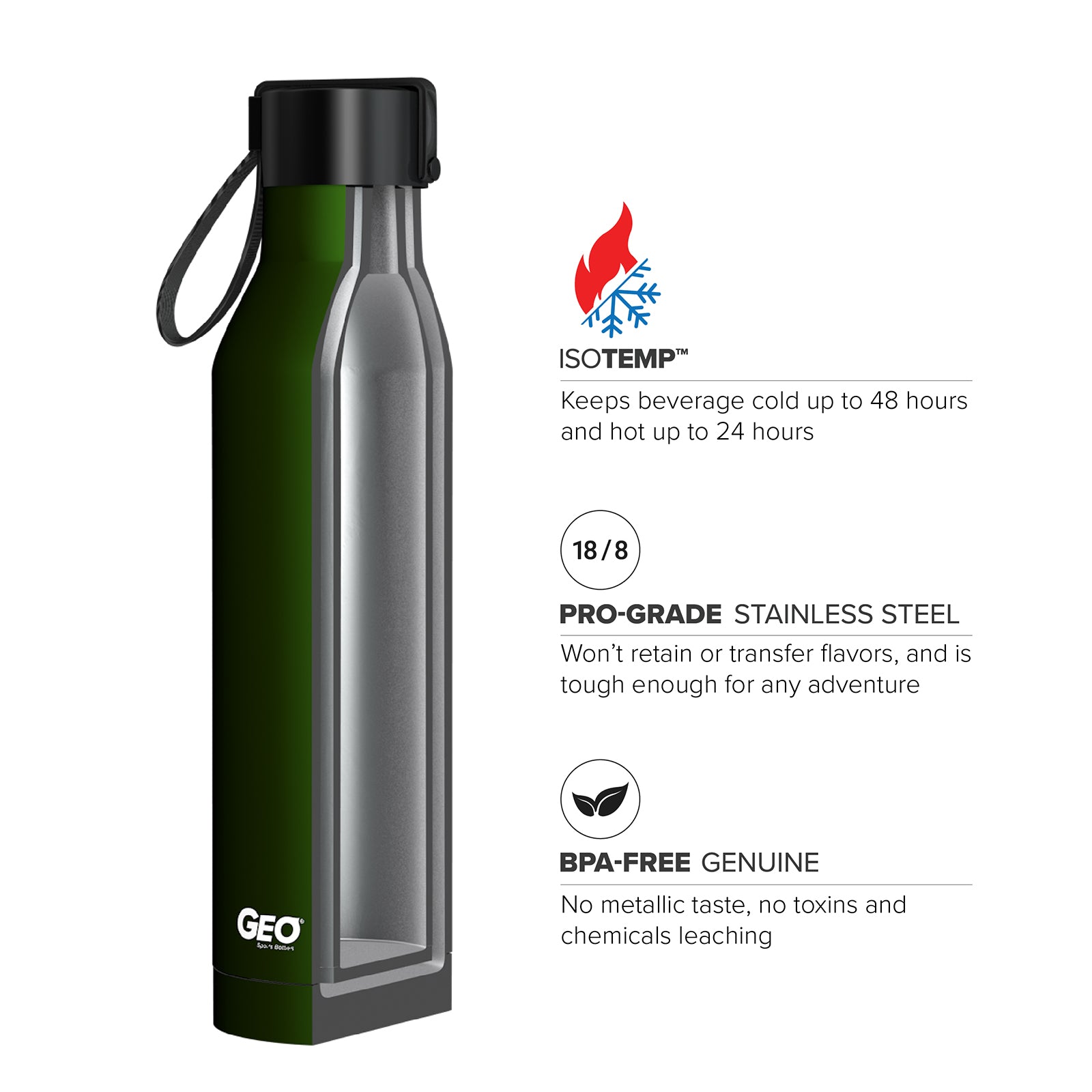 GEO 17 oz. Sports Bottle w/ Cap – Multiple Colors