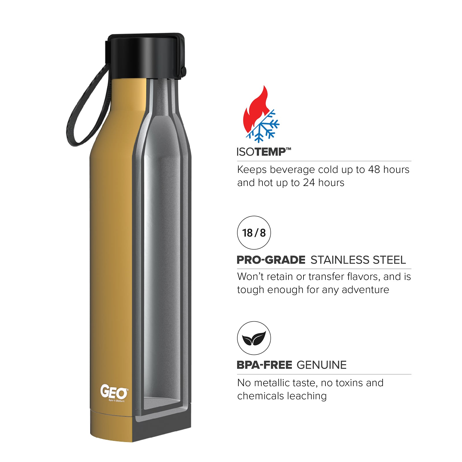 GEO 17 oz. Sports Bottle w/ Cap – Multiple Colors