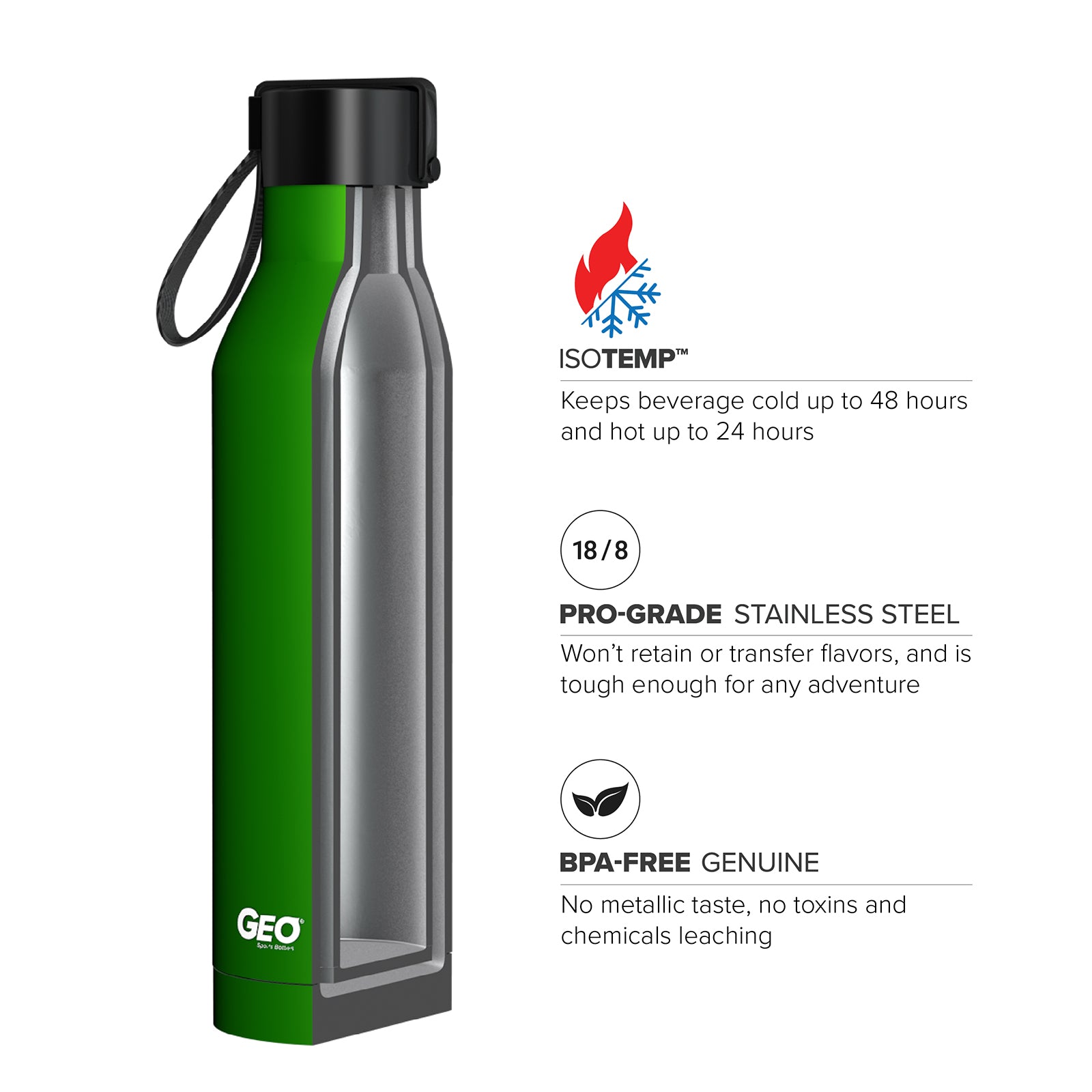 GEO 17 oz. Sports Bottle w/ Cap – Multiple Colors