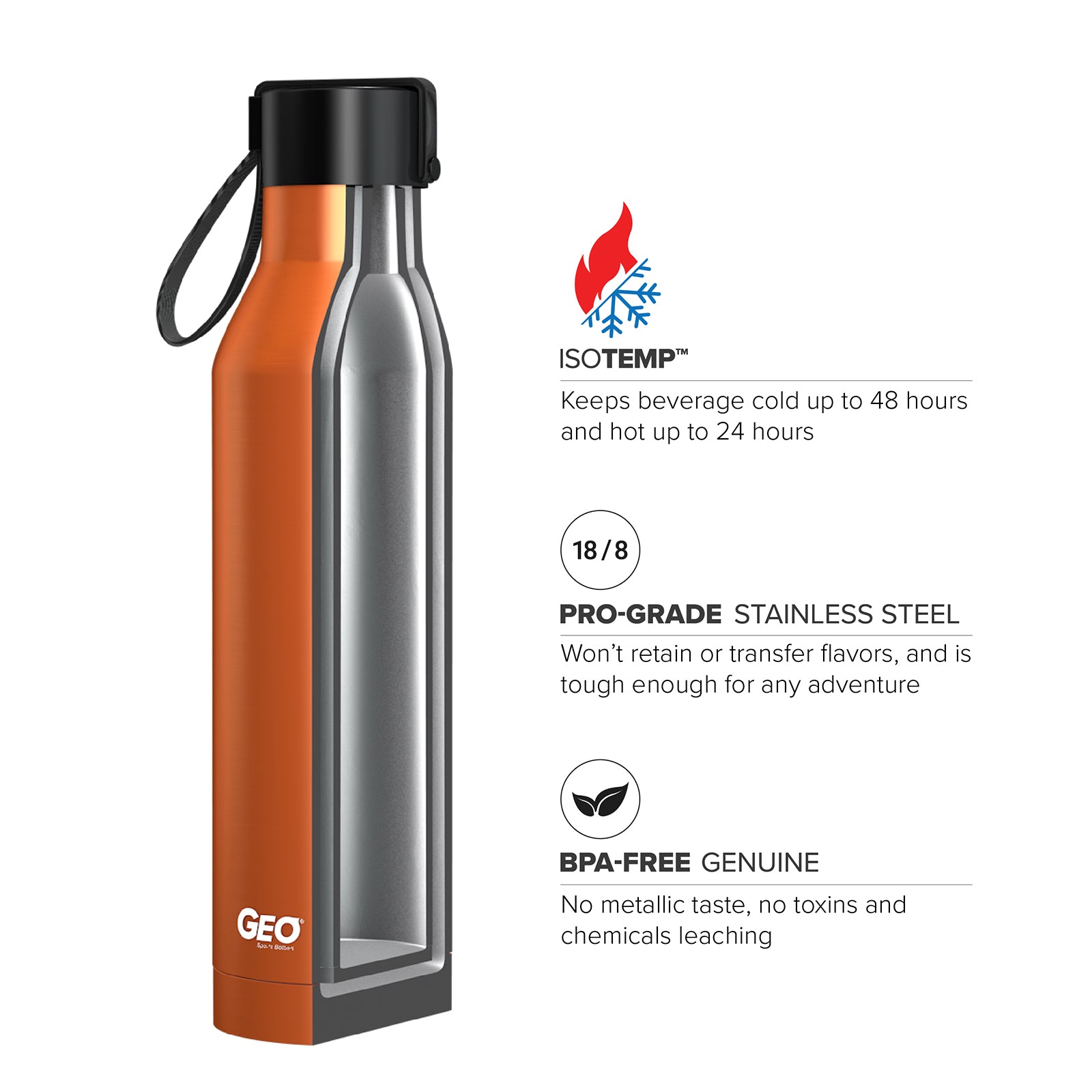 GEO 17 oz. Sports Bottle w/ Cap – Multiple Colors