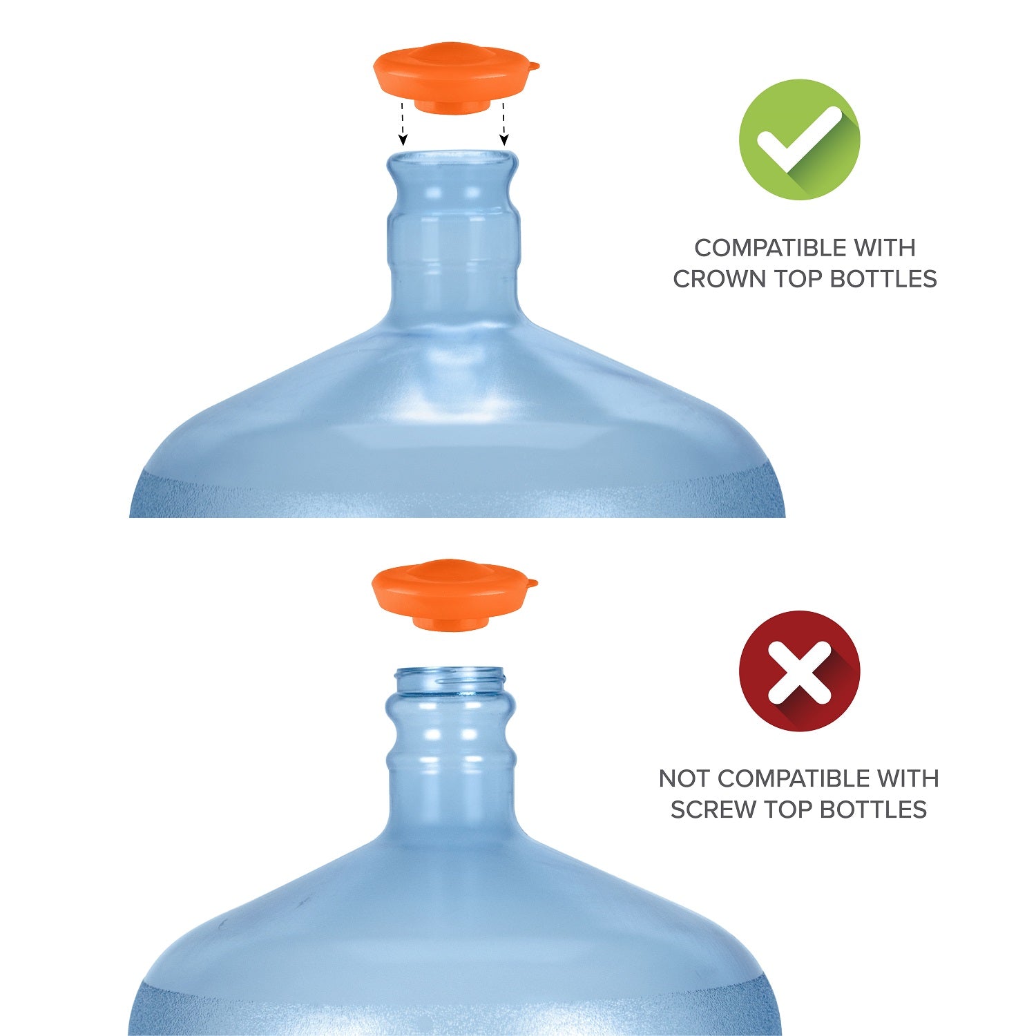 Snap-On Crown Top Water Bottle Caps (48-Pack)