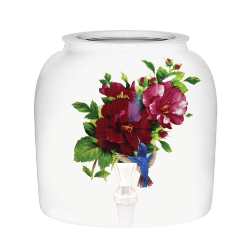 Dispensador de agua de cerámica de porcelana GEO - Colibrí floral 