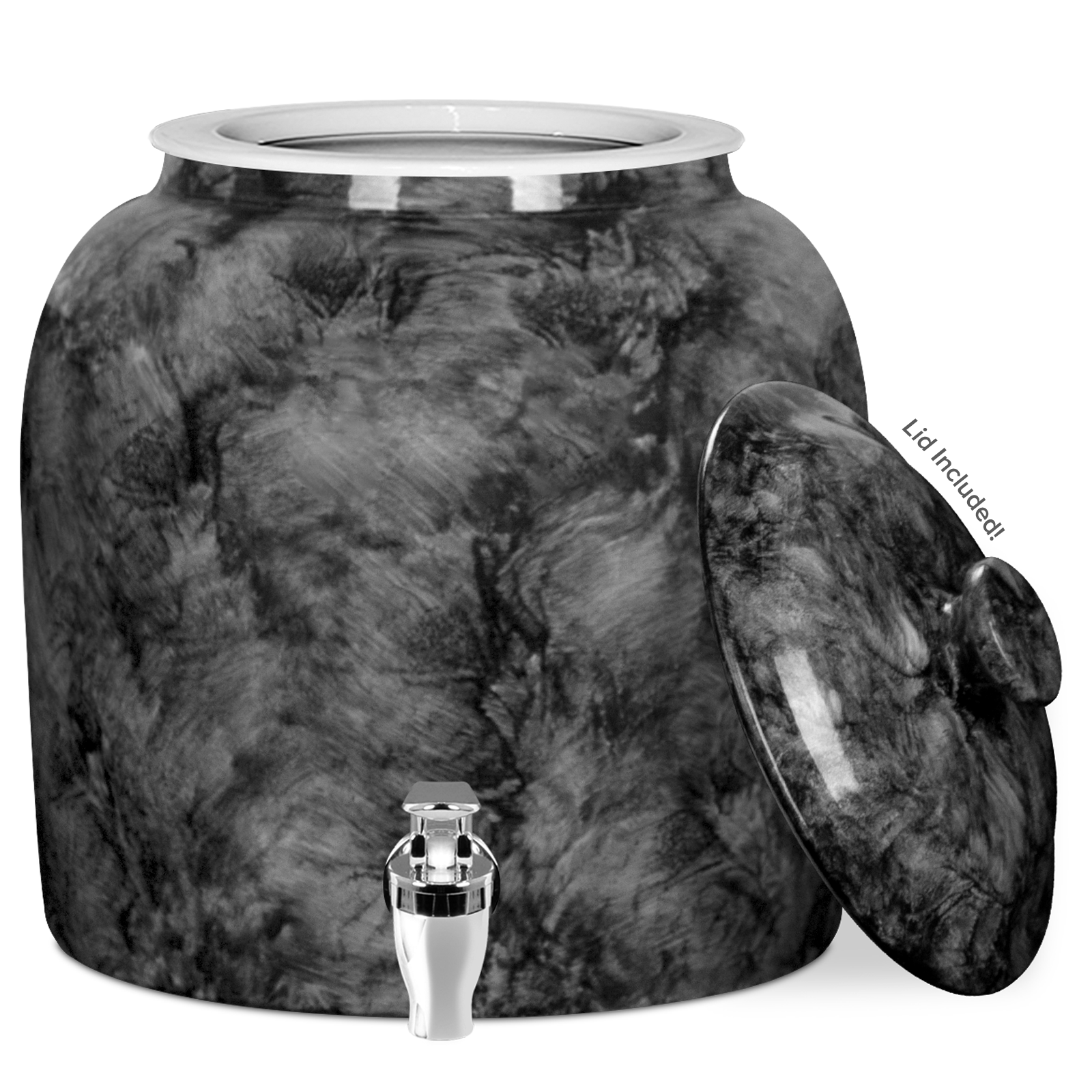 GEO Porcelain Ceramic Crock Water Dispenser – Black Marble