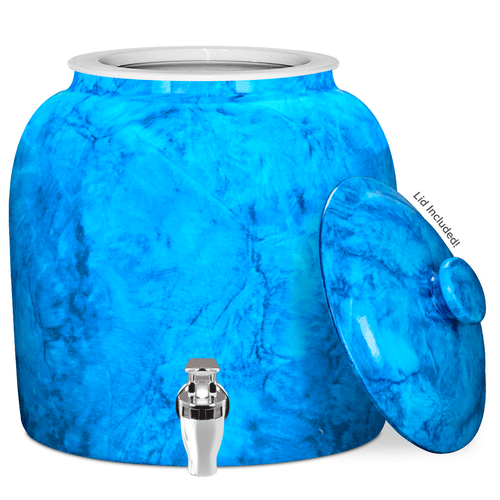 Dispensador de agua de vasija de cerámica y porcelana GEO - Mármol azul bebé 