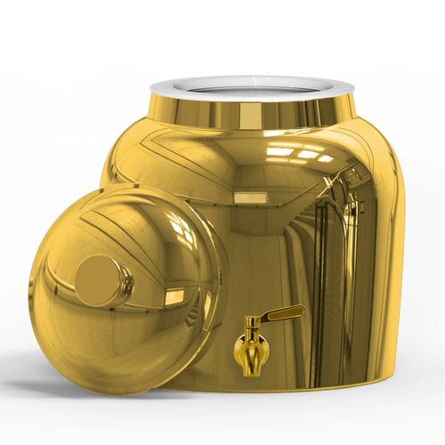 GEO Porcelain Ceramic Crock Water Dispenser - Gold Chrome
