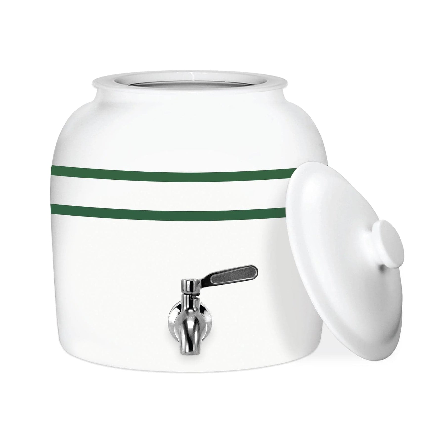GEO Porcelain Ceramic Crock Water Dispenser – Green Stripe