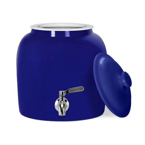 GEO Porcelain Ceramic Crock Water Dispenser - Blue