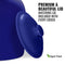 A close-up of the GEO Porcelain Ceramic Crock Water Dispenser in blue with its premium matching lid. Every 5-gallon dispenser comes with this lid. A green BPA-free logo is visible in the lower right corner.