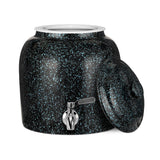 Dispensador de agua de vasija de cerámica y porcelana GEO - Negro con motas azules 