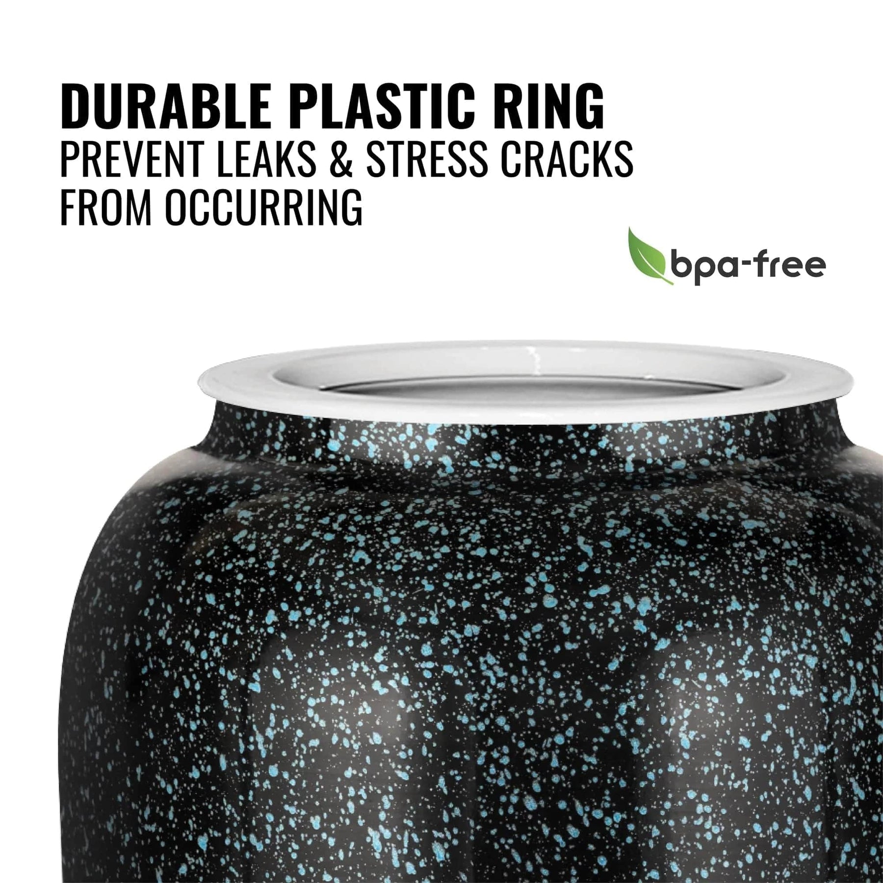 GEO Porcelain Ceramic Crock Water Dispenser – Black w/ Blue Speckles