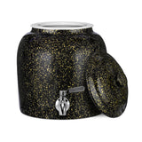 Dispensador de agua de vasija de cerámica y porcelana GEO - Negro con motas amarillas 