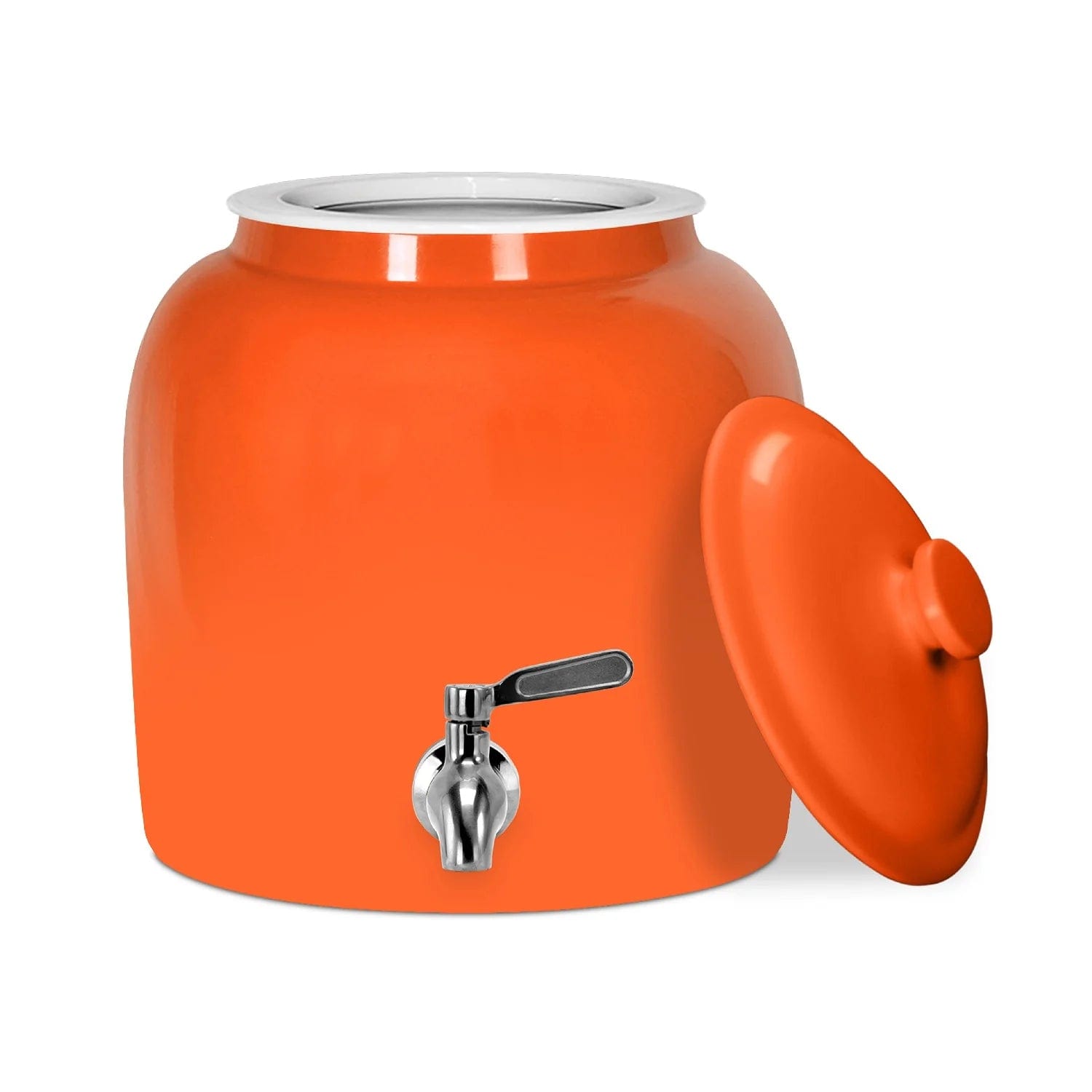 GEO Porcelain Ceramic Crock Water Dispenser – Orange