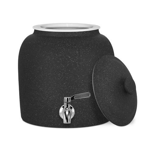 Dispensador de agua de vasija de cerámica de porcelana GEO - Moteado negro 