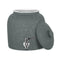 The GEO Porcelain Ceramic Crock Water Dispenser in dark gray speckled holds 5 gallons, includes a matching lid and metal spigot, is BPA-free, and has a wide top opening for easy refilling.