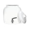 The GEO Porcelain Ceramic Crock Water Dispenser in white features a BPA-free metal spigot and includes a matching lid, shown resting beside it on a plain white background.