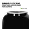 Close-up of the GEO Porcelain Ceramic Crock Water Dispenser w/ Stand - Black featuring a durable, BPA-free white plastic ring that prevents leaks and stress cracks. A BPA-free label with a green leaf is visible. Ideal for use with ceramic crock or wooden stand.